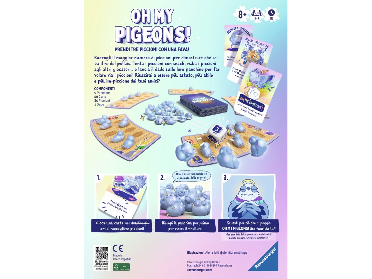 Oh my pigeons! gioco da tavolo acchiappa i piccioni per bambini dai 8+ anni, 2-5 giocatori - Ravensburger