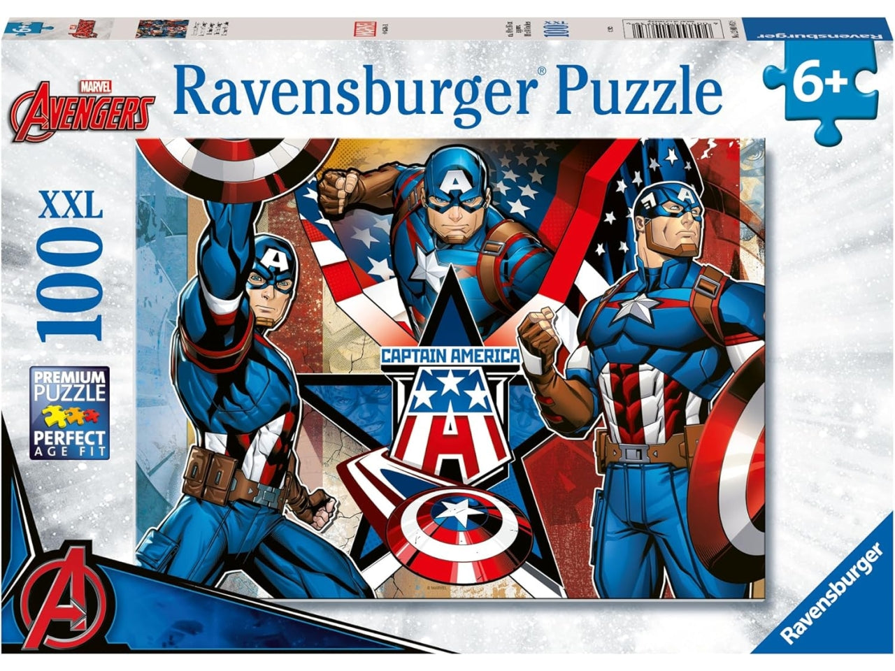 Puzzle 100 Pezzi XXL Marvel Avengers, Capitan America, Idea Regalo per Bambini 6+ Anni, Gioco Educativo - Ravensburger