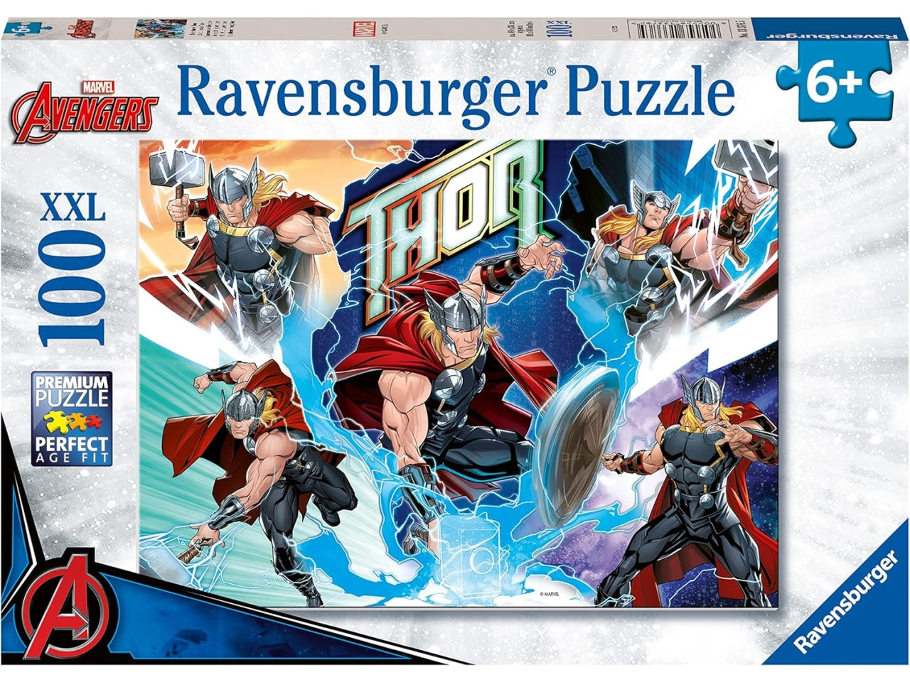 Puzzle 100 Pezzi XXL Marvel Thor, Idea Regalo per Bambini 6+ Anni, Gioco Educativo - Ravensburger