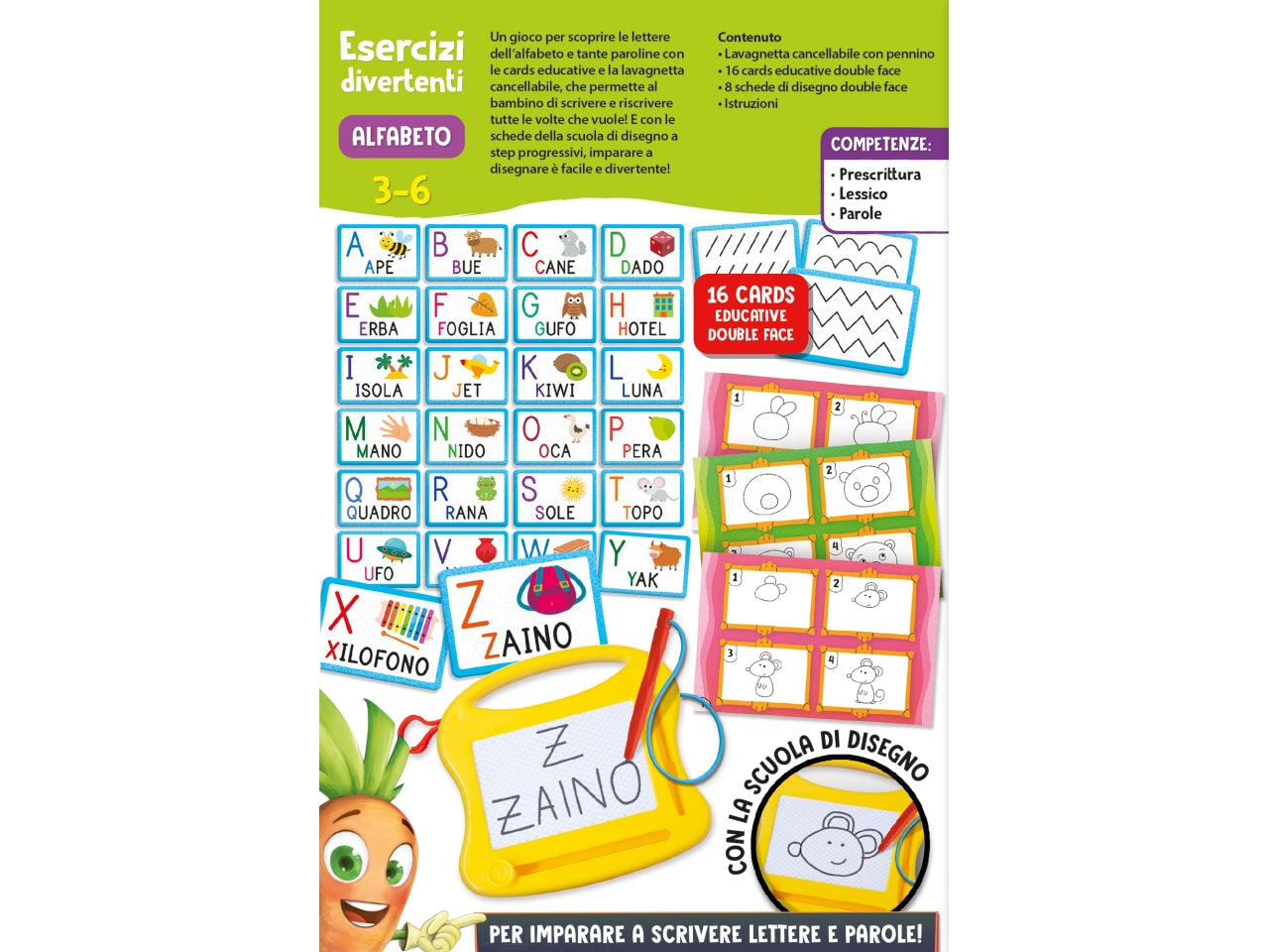 Gioco Educativo Prescolare Carotina Esercizi Divertenti Alfabeto - Multicolor, per Bambini 3-6 Anni, Lisciani