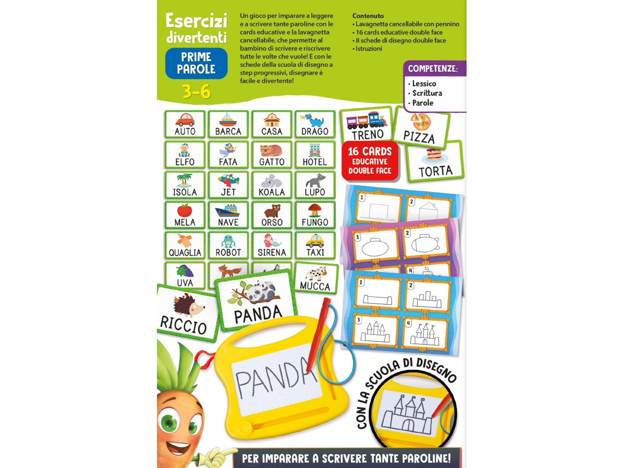 Gioco Educativo Prescolare Carotina Esercizi Divertenti Prime Parole - Multicolor, per Bambini 3-6 Anni, Lisciani