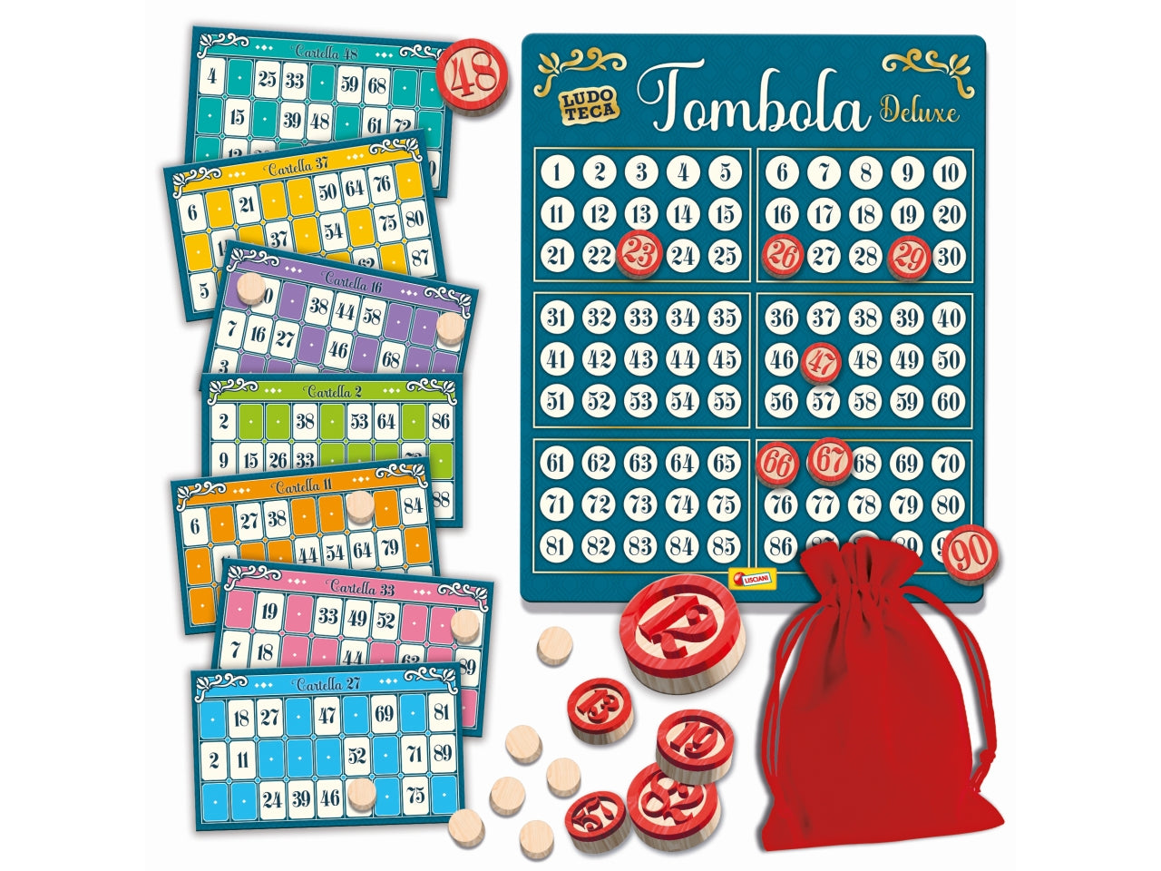 Gioco di Società Ludoteca Tombola - Multicolor, per Bambini e Adulti 6-99 Anni, Lisciani