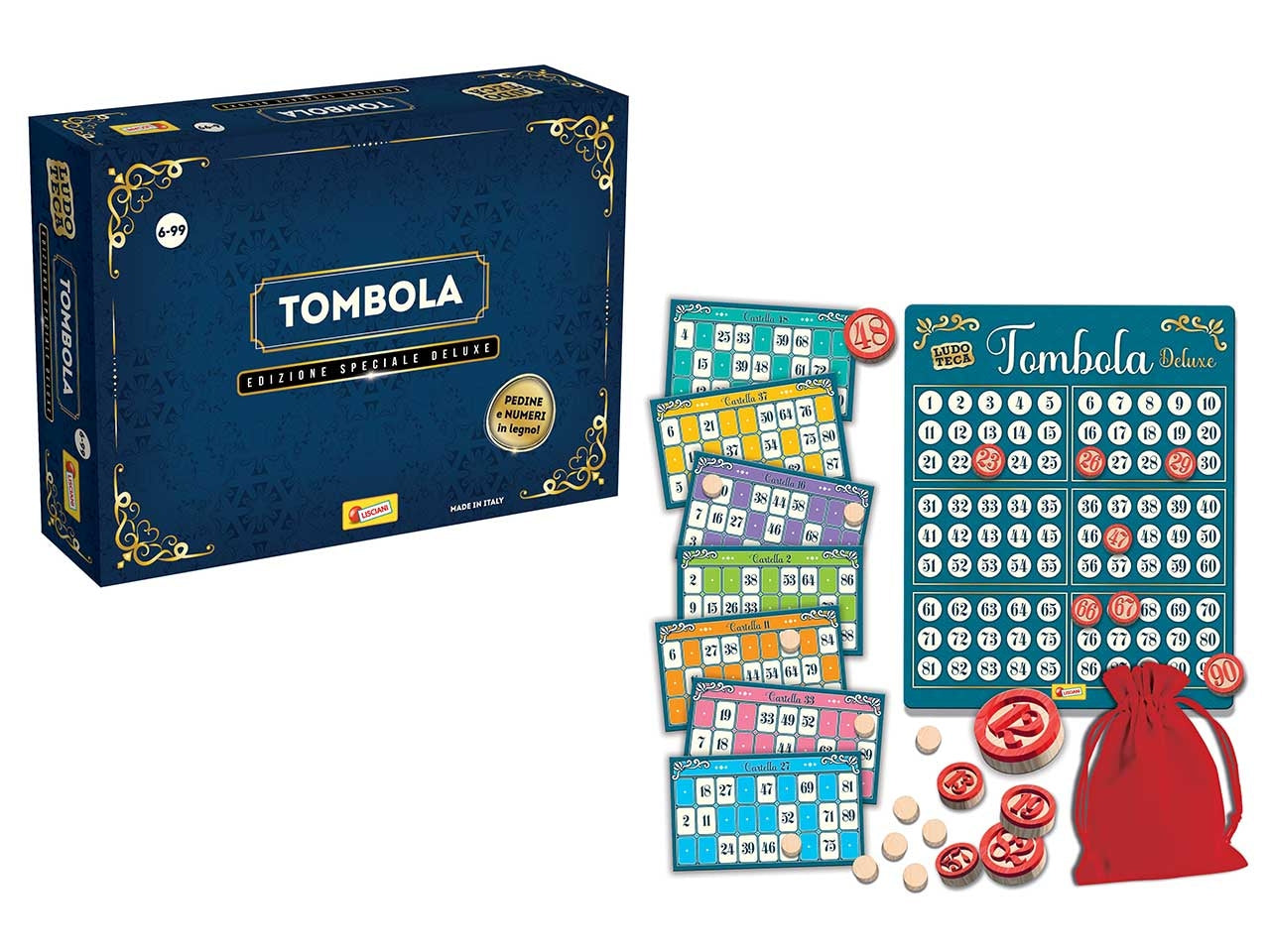 Gioco di Società Ludoteca Tombola - Multicolor, per Bambini e Adulti 6-99 Anni, Lisciani
