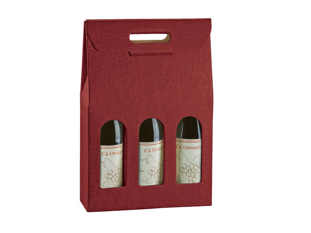 Porta bottiglia linea Seta 3 posti 27x9x38,5cm bordeaux