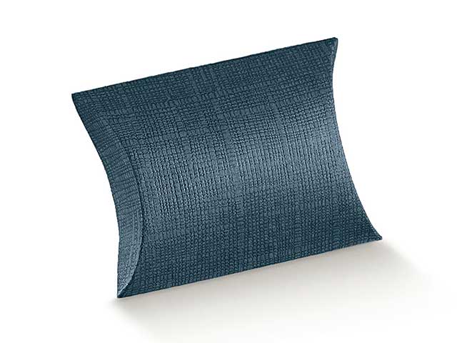 Scatola busta juta blu 10x10x3,5cm