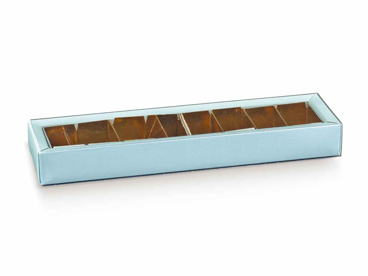 Scatola lino azzurro trasparente con separatori 24x5x3cm
