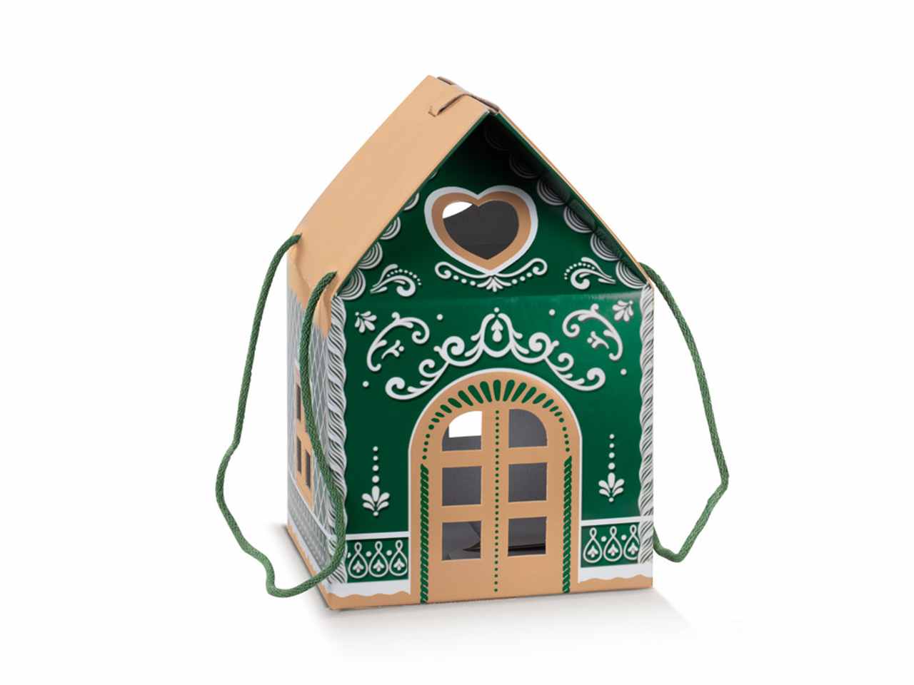 Casetta con cordino 200x200x180 kraft verde little houses