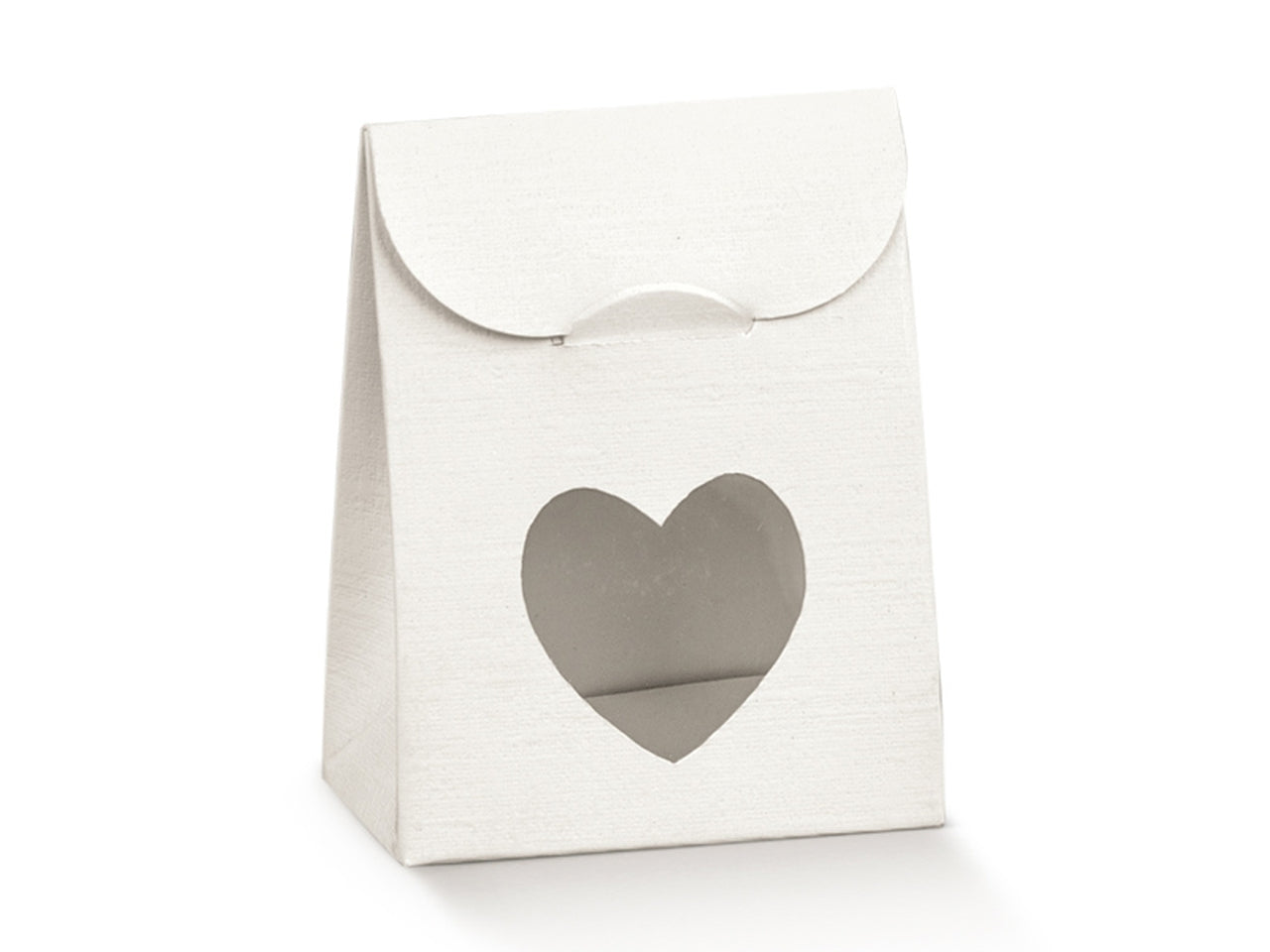Sacchetto fibra bianca con cuore 6x3,5x8cm