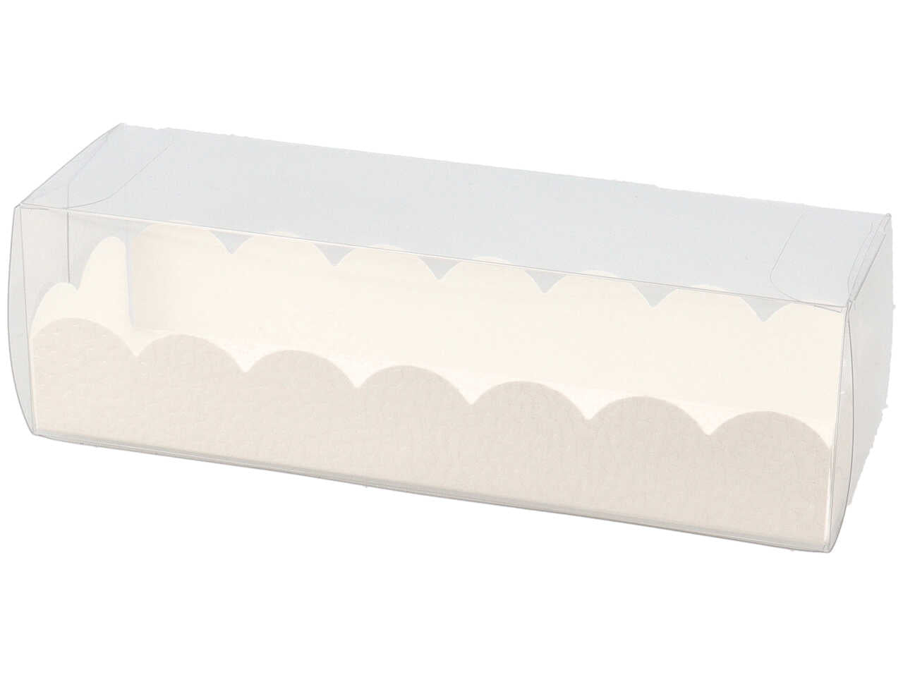 Pelle bianco astuccio in pvc con vaschetta 16x5x5cm, ideale per macarons