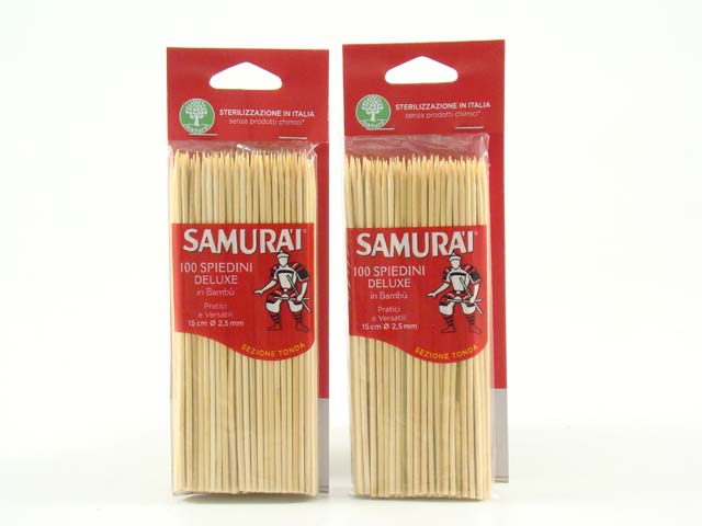Samurai spiedini bambu' 2.5mmx15cm 100 pezzi g2sm-0019