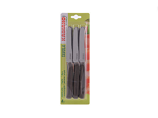 Coltelli da tavola lama dentata marrone dinamik 6 pezzi