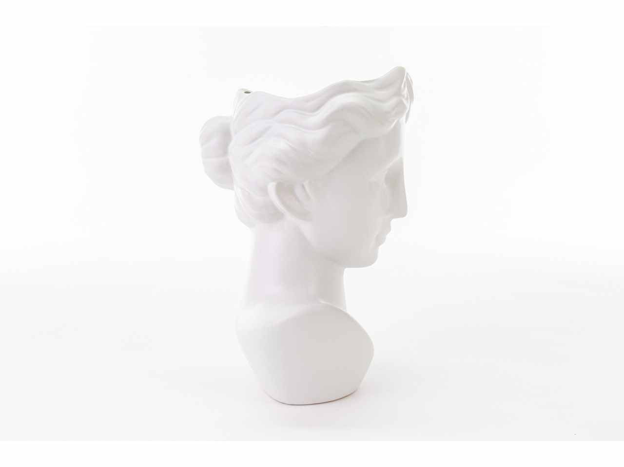 Vaso testa donna bianco 19x16xh27cm 54356