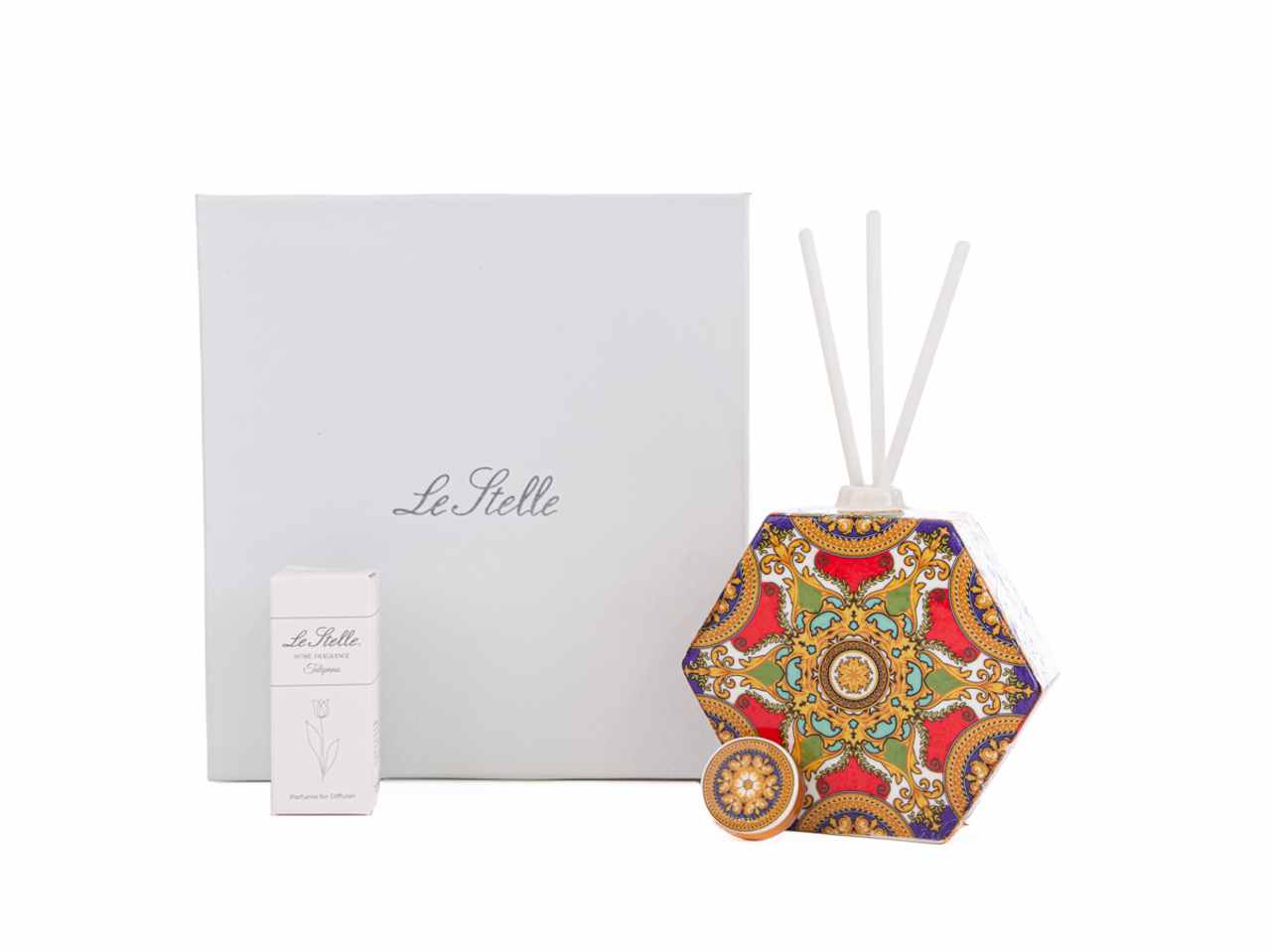 Profumatore esagonale royal carousel con astuccio e bacchette 10x4xh.10cm