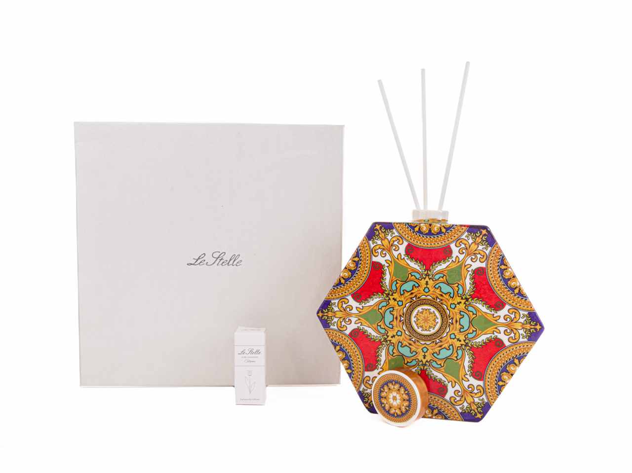Profumatore esagonale royal carousel con astuccio e bacchette 20x6xh.20cm
