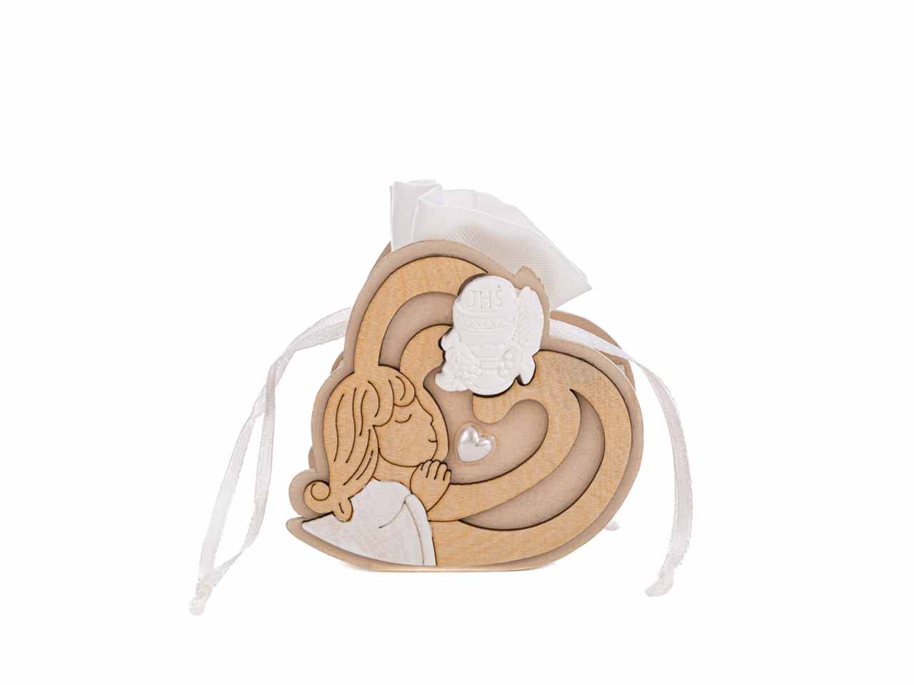 Sacchetto porta confetti in legno per comunione girl 3,5x6,5xh.8,5 cm