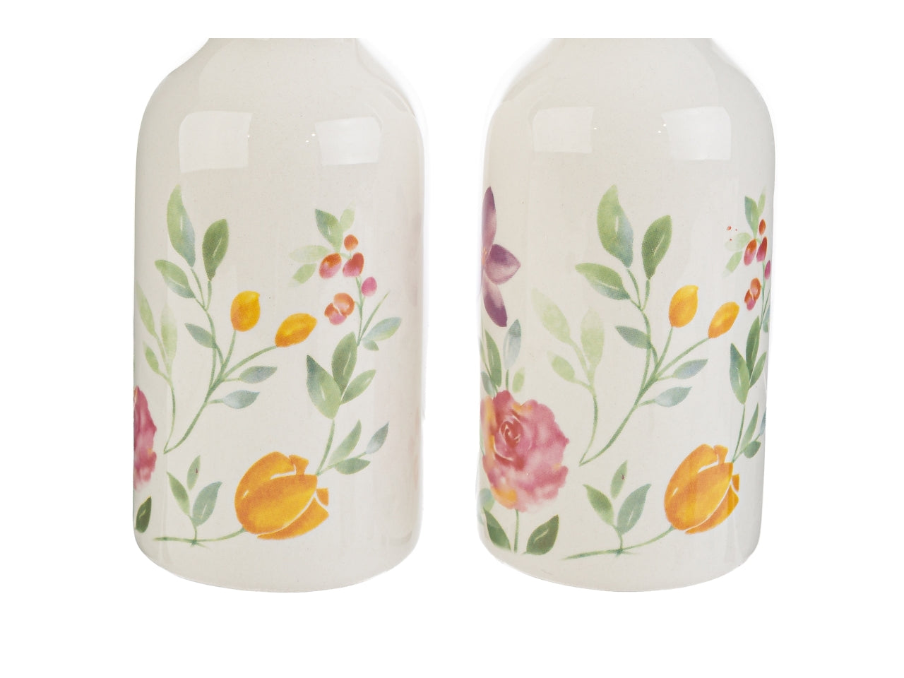 Set olio e aceto in porcellana con decorazione fiori
