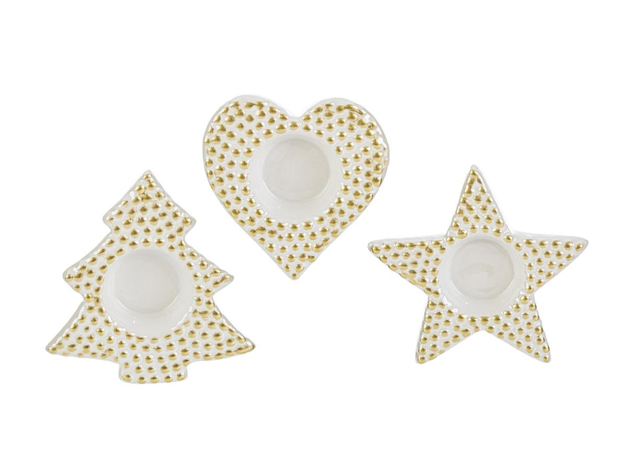 Portacandele natalizio 10xh.11cm in ceramica in 3 assortimenti