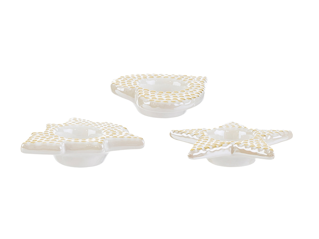 Portacandele natalizio 10xh.11cm in ceramica in 3 assortimenti