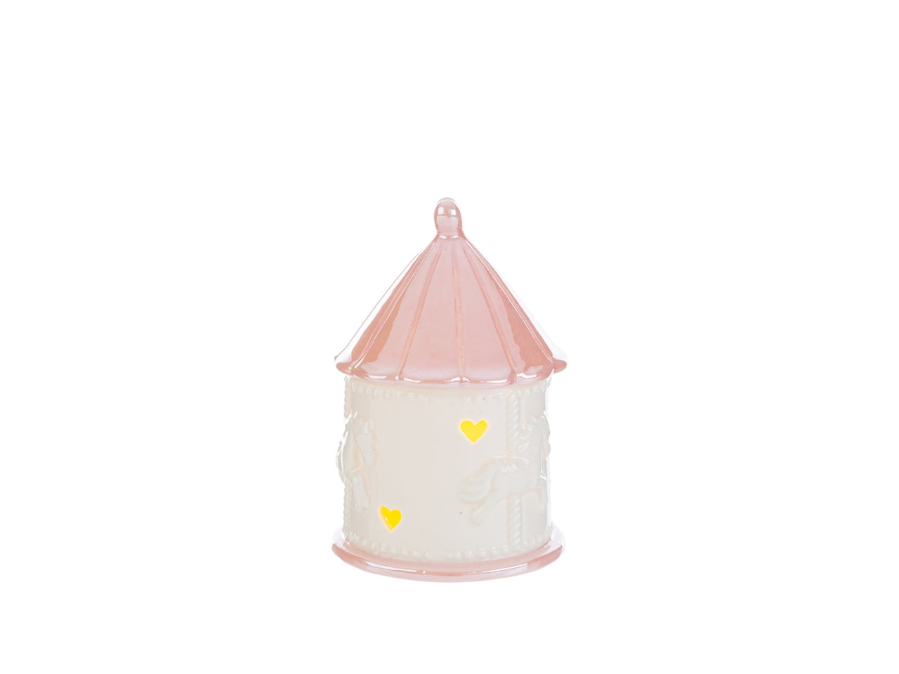 Giostrina led porcellana rosa 8x8xh.12cm con astuccio