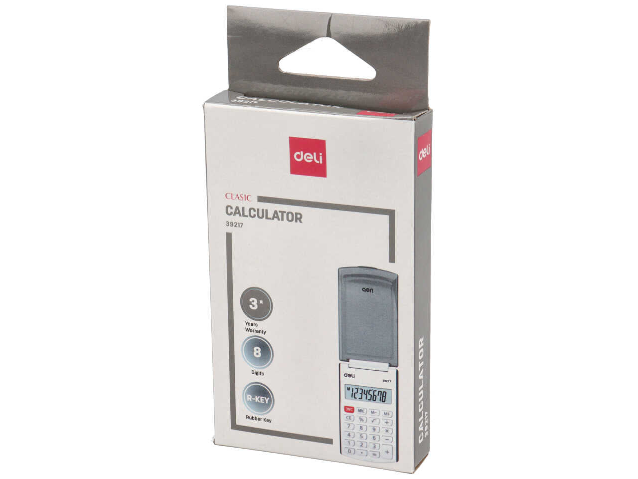 Calcolatrice 8 cifre tascabile in 4 colori assortiti con cover, a batteria 10x6 cm - Deli