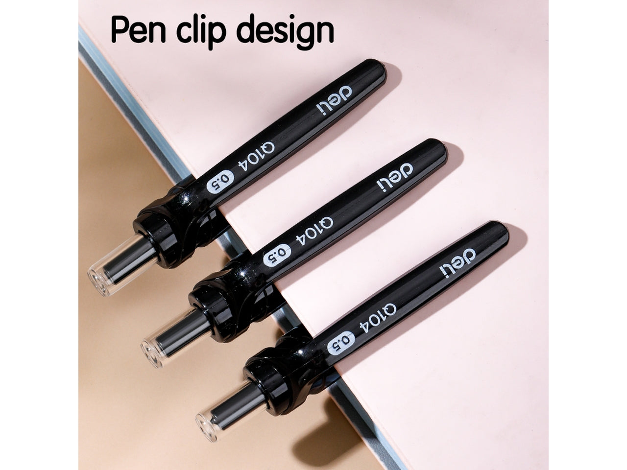 Penna gel nero a scatto Q104 tratto 0,5 mm con clip, confezione da 12 penne - Deli