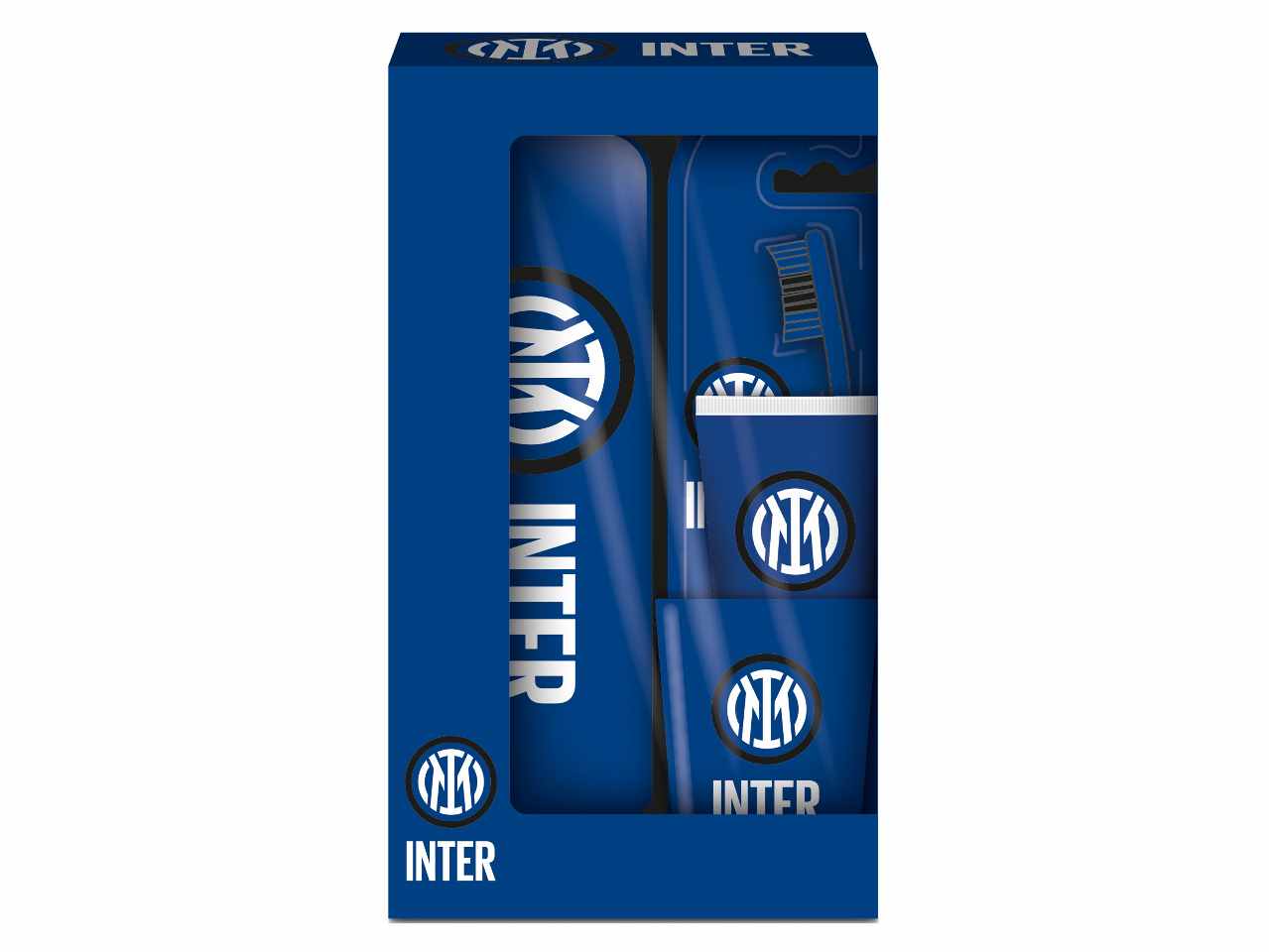 Inter set regalo igiene dentale con spazzolino, dentifricio 75ml, bicchierino e astuccio
