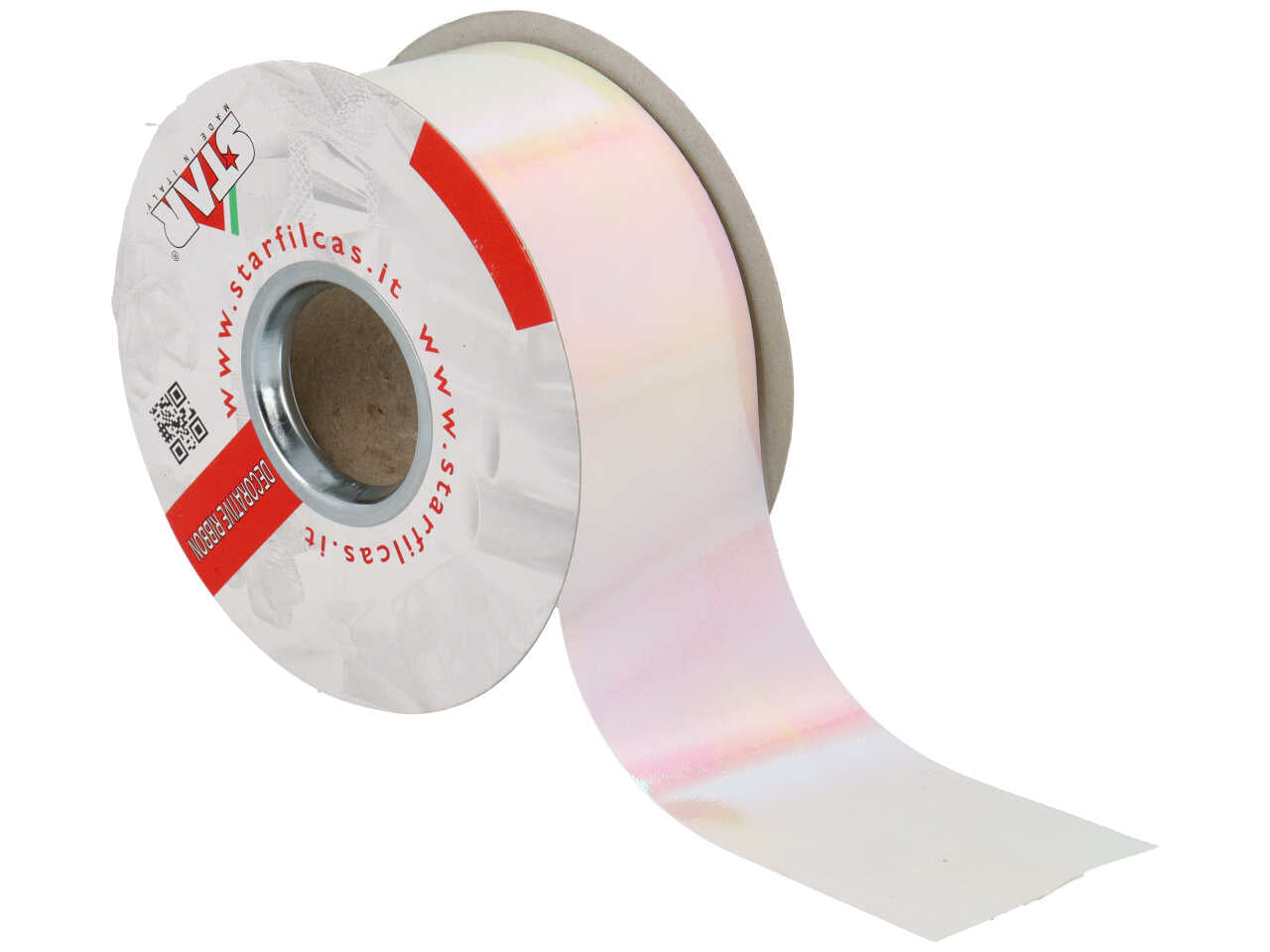 Nastro regalo bianco iridescente monocromatico 5cmx50mt - Star