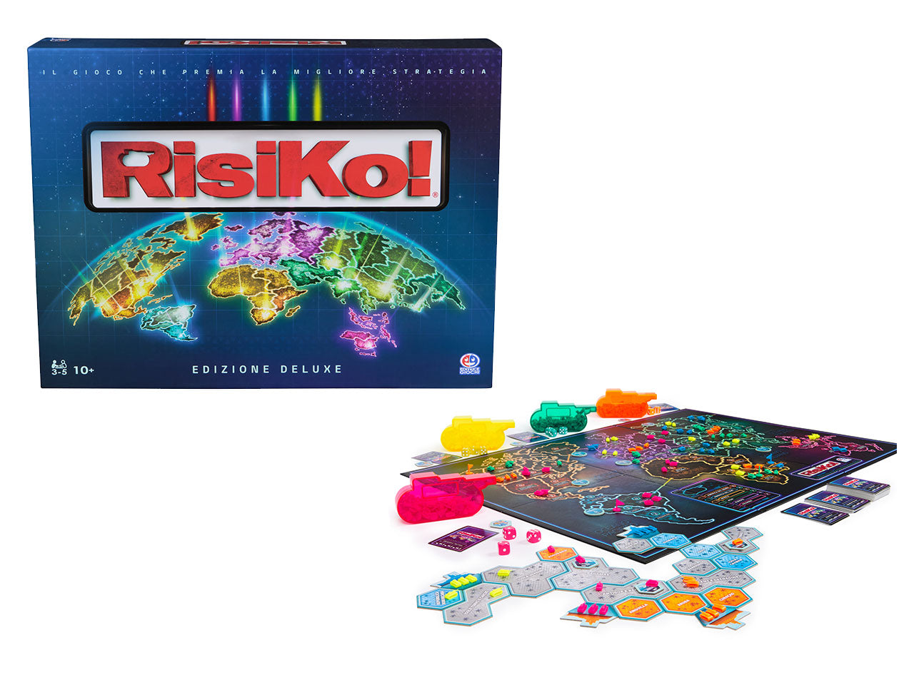 Risiko! Deluxe: Gioco da Tavolo Strategico, Carta e Plastica, Multicolore, Età 10+, Plancia Extra Large, Obiettivi Segreti - Spin Master
