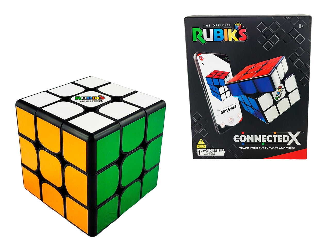Cubo Rubik's 3x3 Connected X: Plastica Multicolore, Batteria LR1131F Inclusa, Età 8+, Bluetooth Integrato, App Rubik's Connected - Spin Master