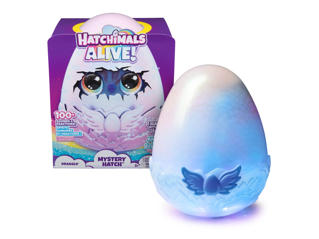 Hatchimals Alive, Uovo Mystery Hatch Draggle, peluche interattivo a sorpresa con nebbia, luci e suoni | Spin Master $