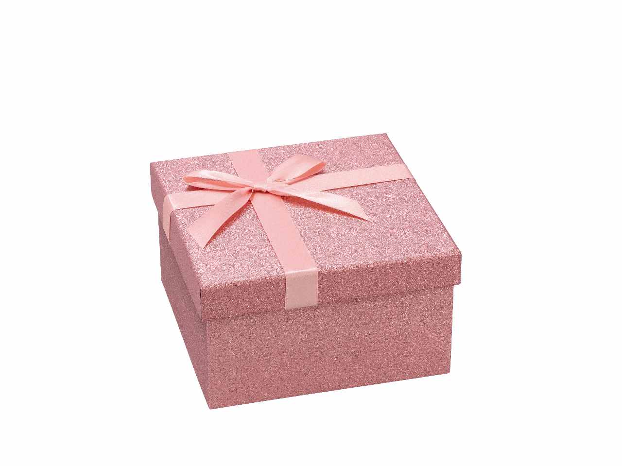 Scatola quadrata con nastro rosa 69094