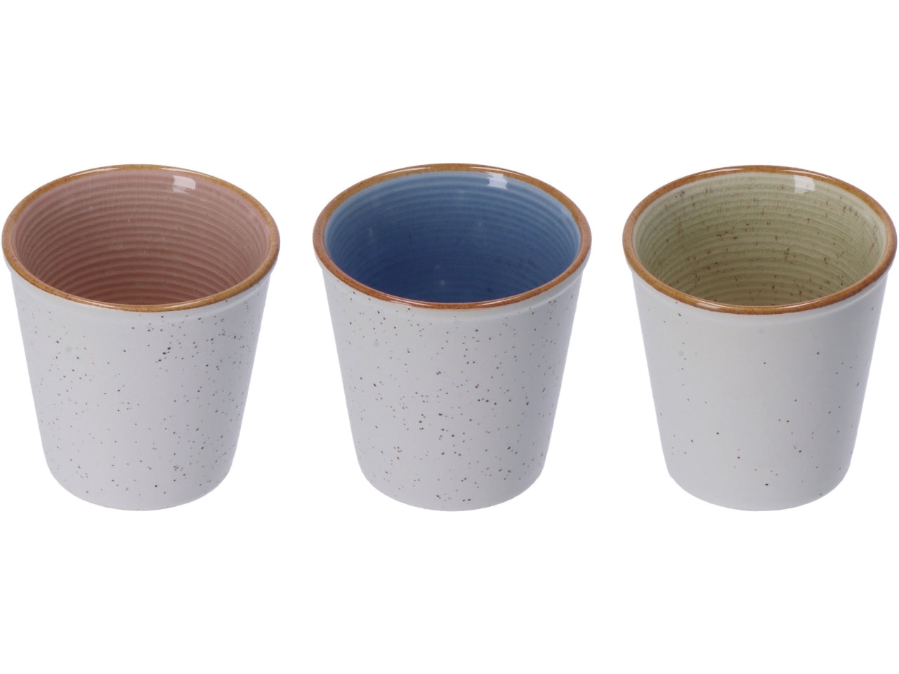 Set da 6 - Bicchieri per liquore in ceramica, multicolor stile scandinavo, lavorazione a rilievo, lavabile in lavastoviglie - d.7xh.7cm - Star