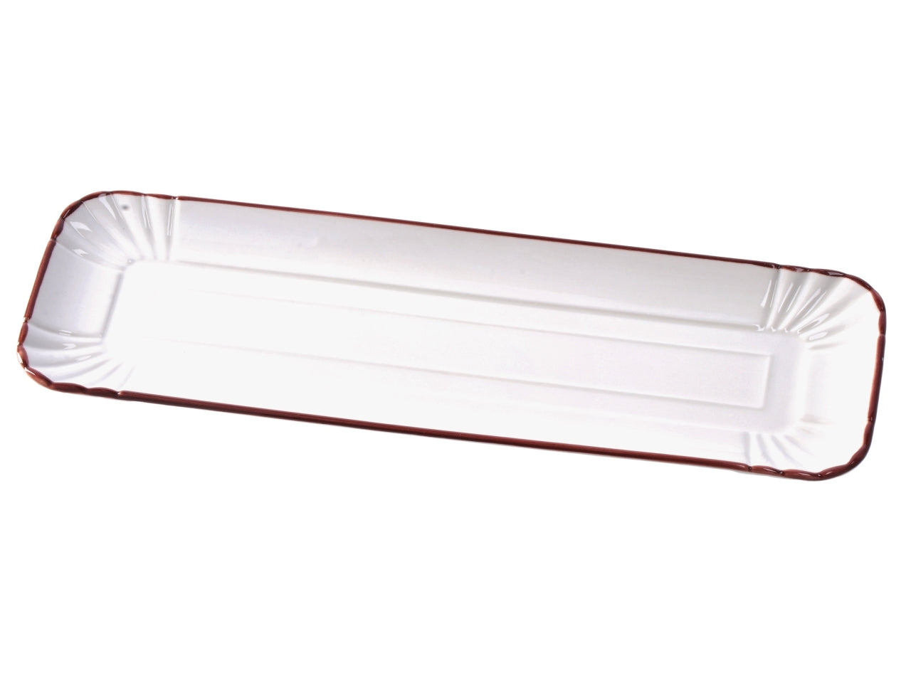 Vassoio rettangolare in porcellana avorio con bordo colorato, stile country, utilizzabile in forno e microonde, lavabile in lavastoviglie - 35x12,5x1,5 cm - Star