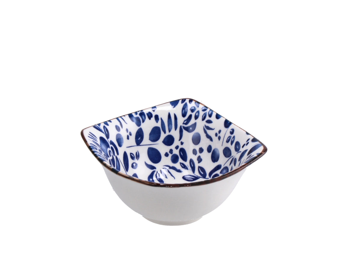 Ciotola in ceramica blu a fantasia floreale e botanica 9,5x9,5x5cm - Star