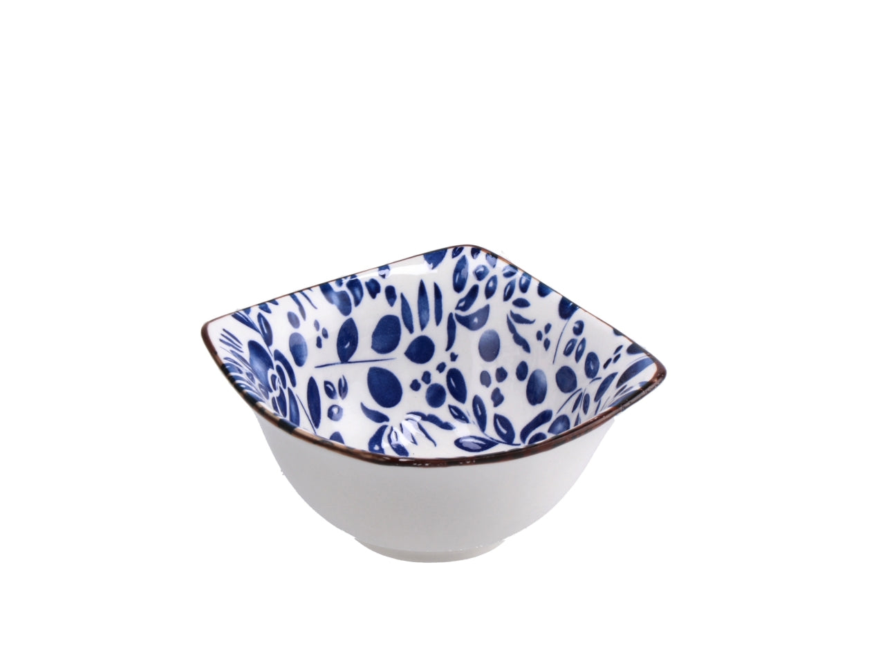 Ciotola in ceramica blu a fantasia floreale e botanica 9,5x9,5x5cm - Star