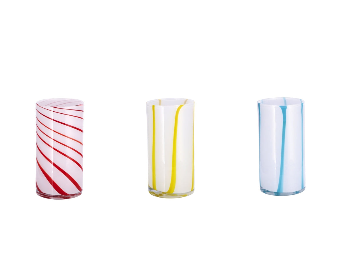 Vaso moderno in vetro 3 colori assortiti rigata 12x25 cm - Star $