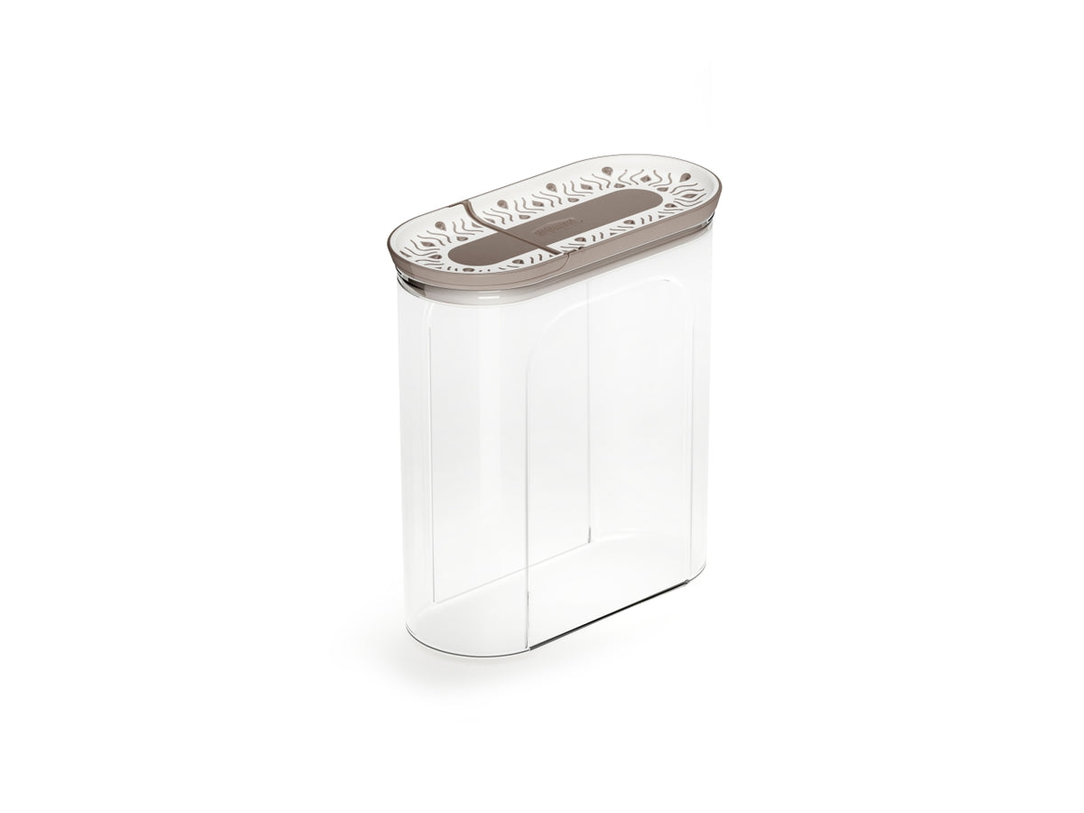 Barattolo portacereali Tosca 2l 55010 in plastica stile moderno - bianco e tortora - senza BPA - chiusura ermetica - Stefanplast