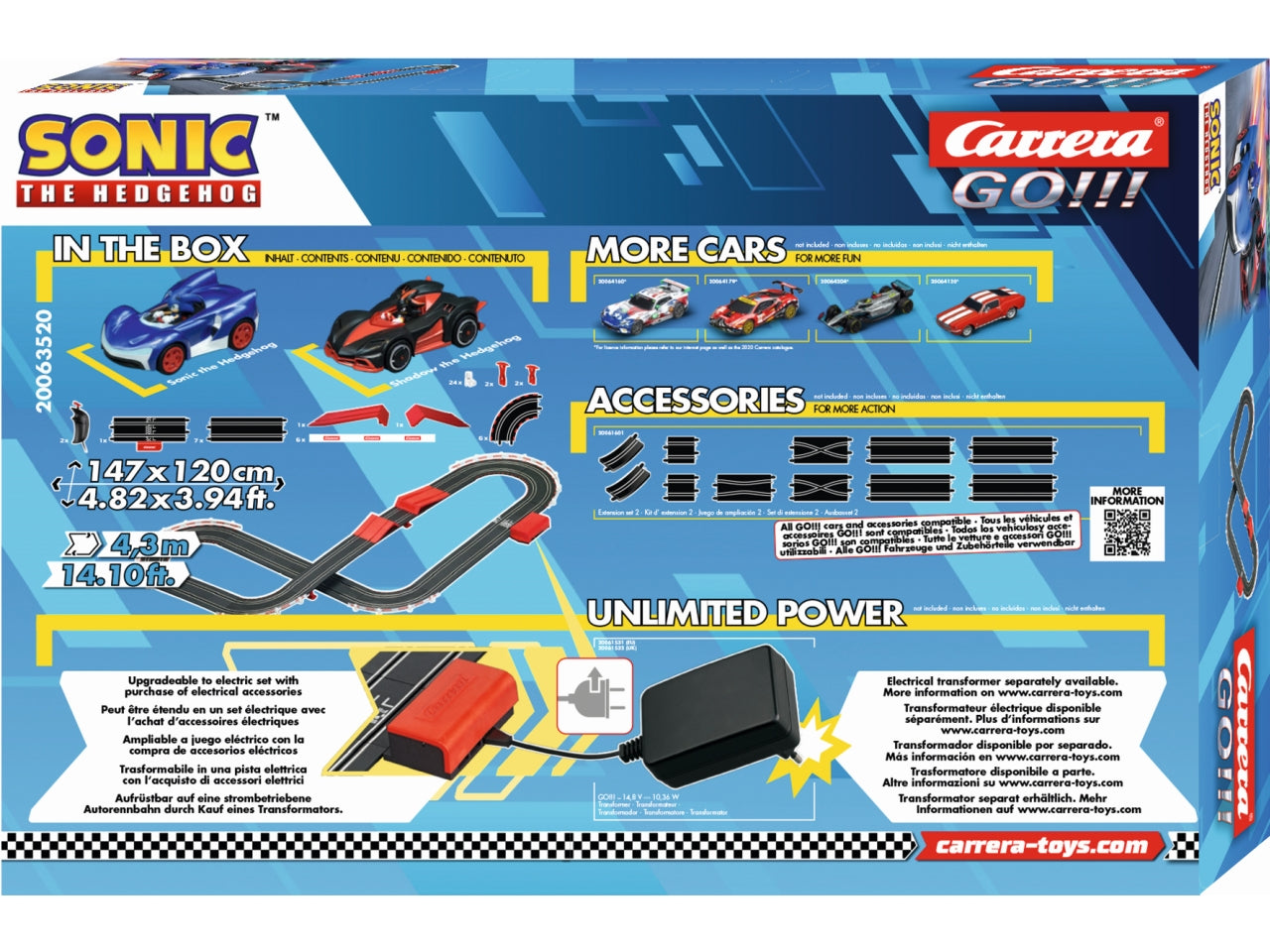 Pista Sonic the hedgehog, scala 1:43 con auto e telecomando per bambini di 5+ anni - Carrera