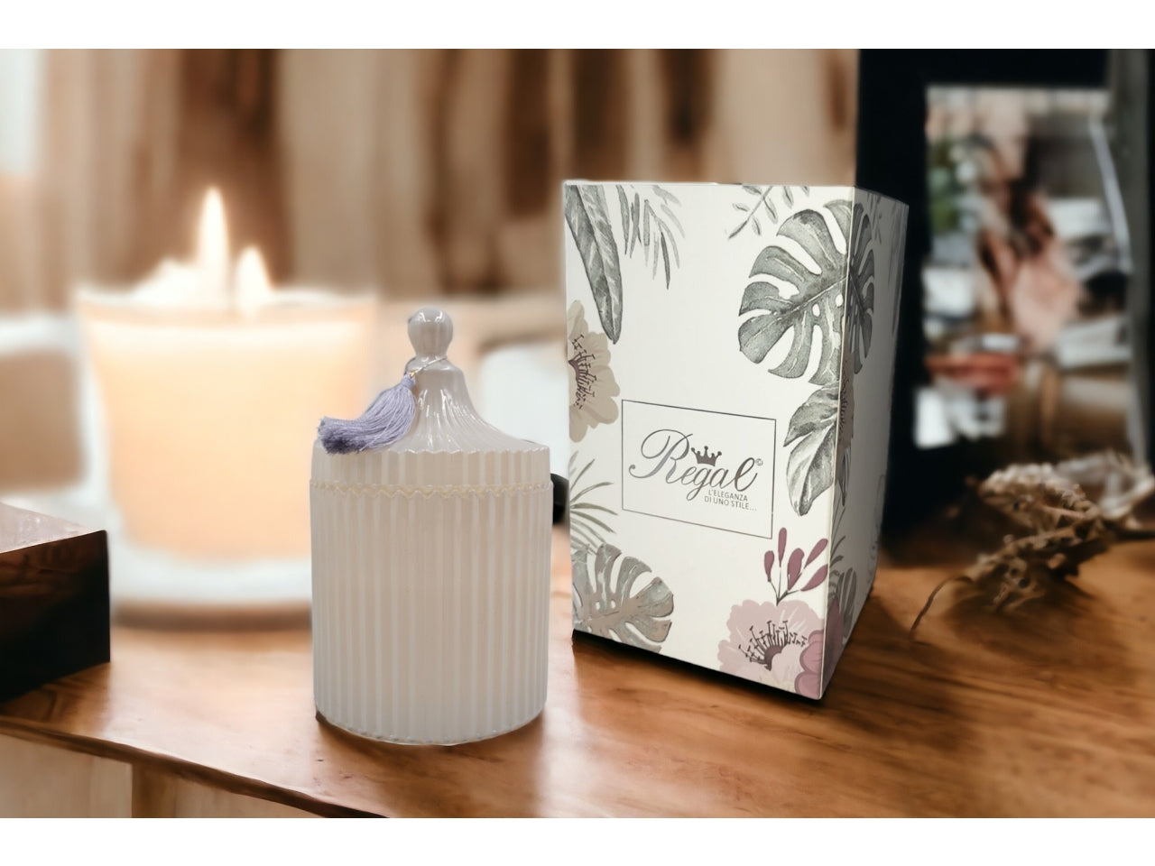 Candela vetro grigio 17cm