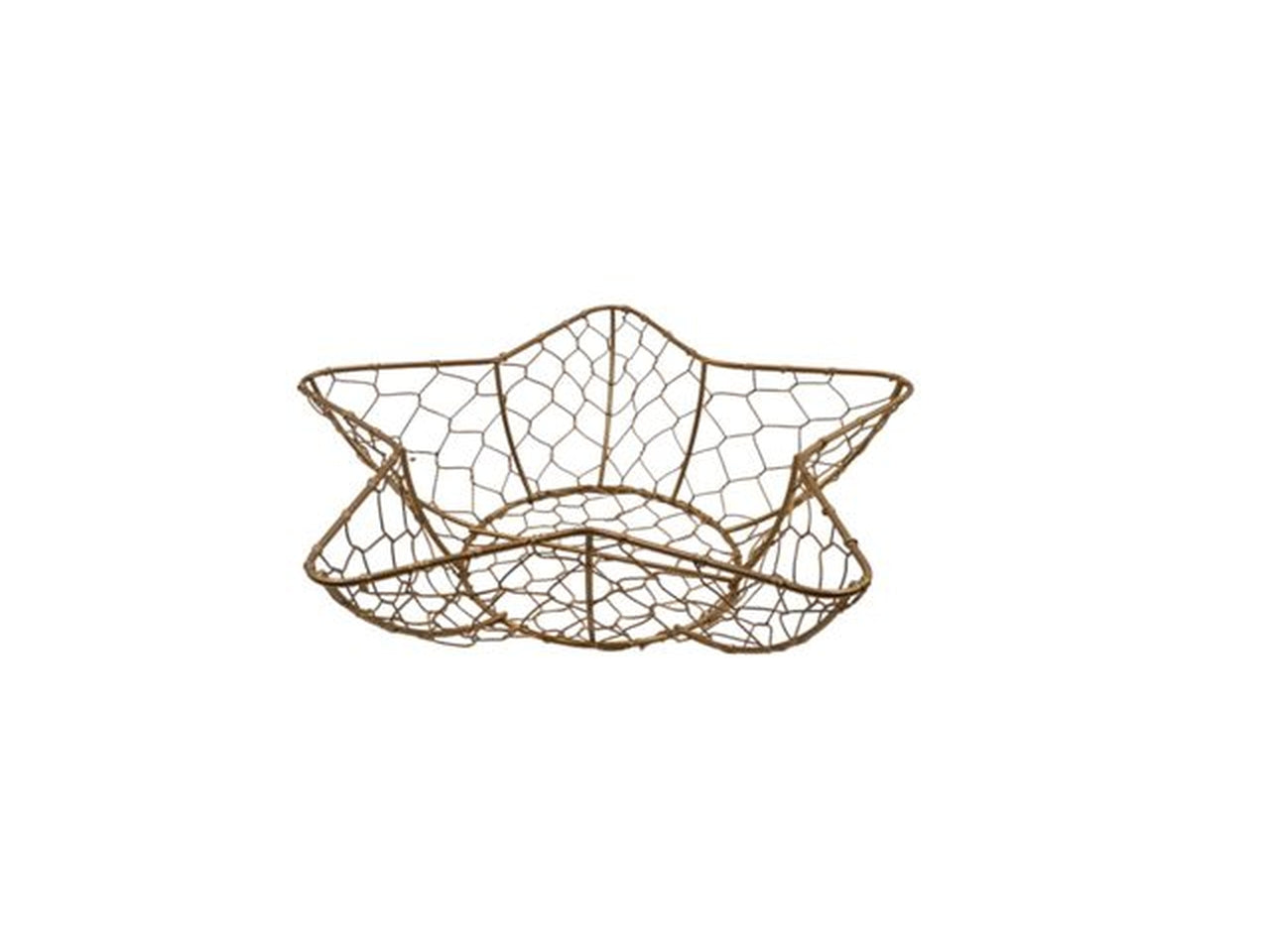 Cestino natalizio a stella in metallo rete dorata 32 cm - Sud Import