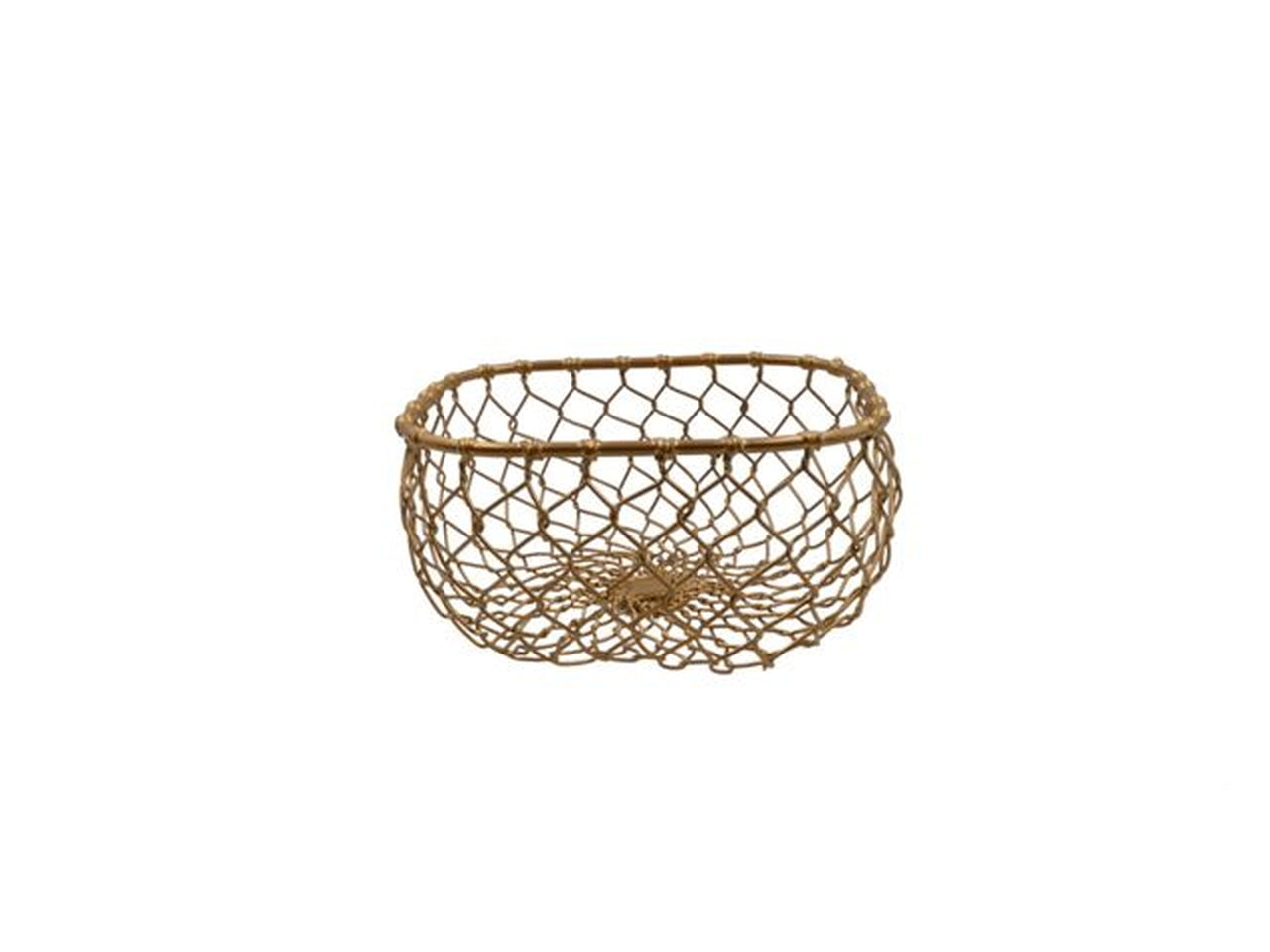 Cestino portaoggetti quadrato in metallo a rete dorata 20 cm - Sud Import