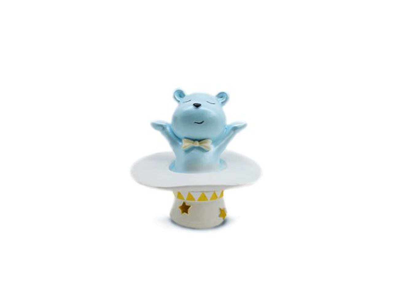 Statuina bomboniera nascita bimbo orsetto nel cilidro in resina - 8x8cm - Sud Import