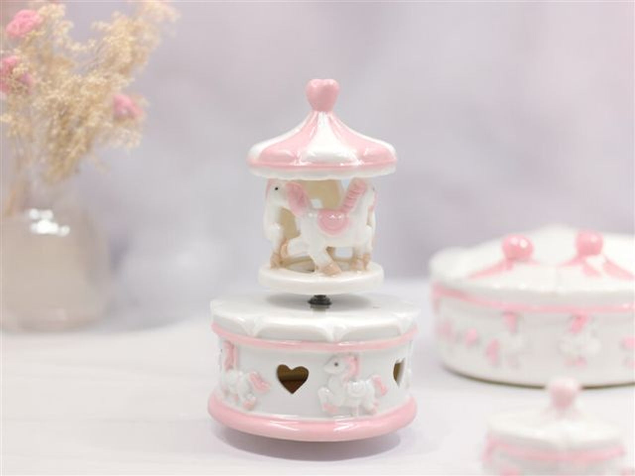 Carillon giostrina ceramica rosa 9x13cm