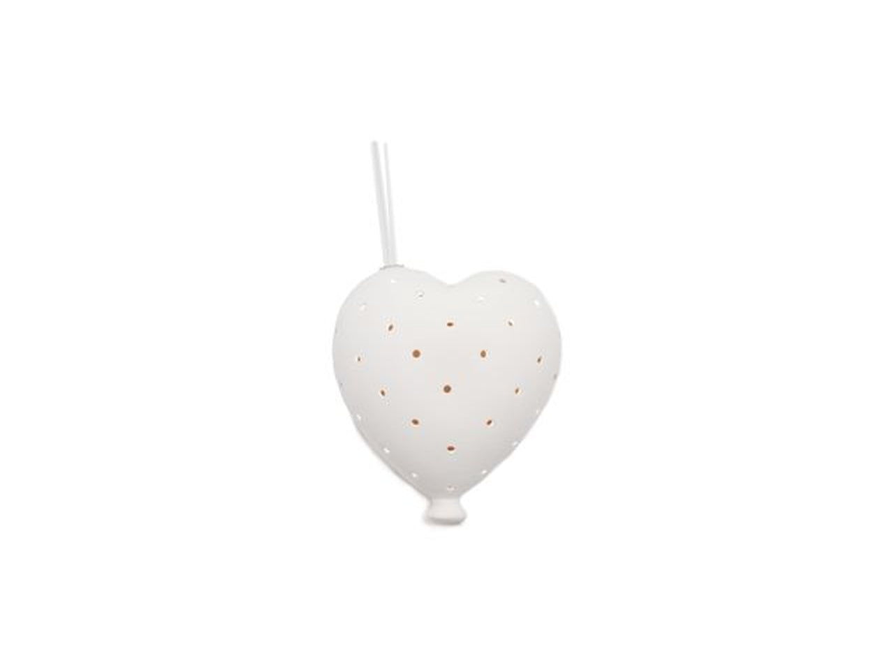 Diffusore bomboniera nascita a forma di cuore, bianco in resina con luce - 6x10cm - Sud import