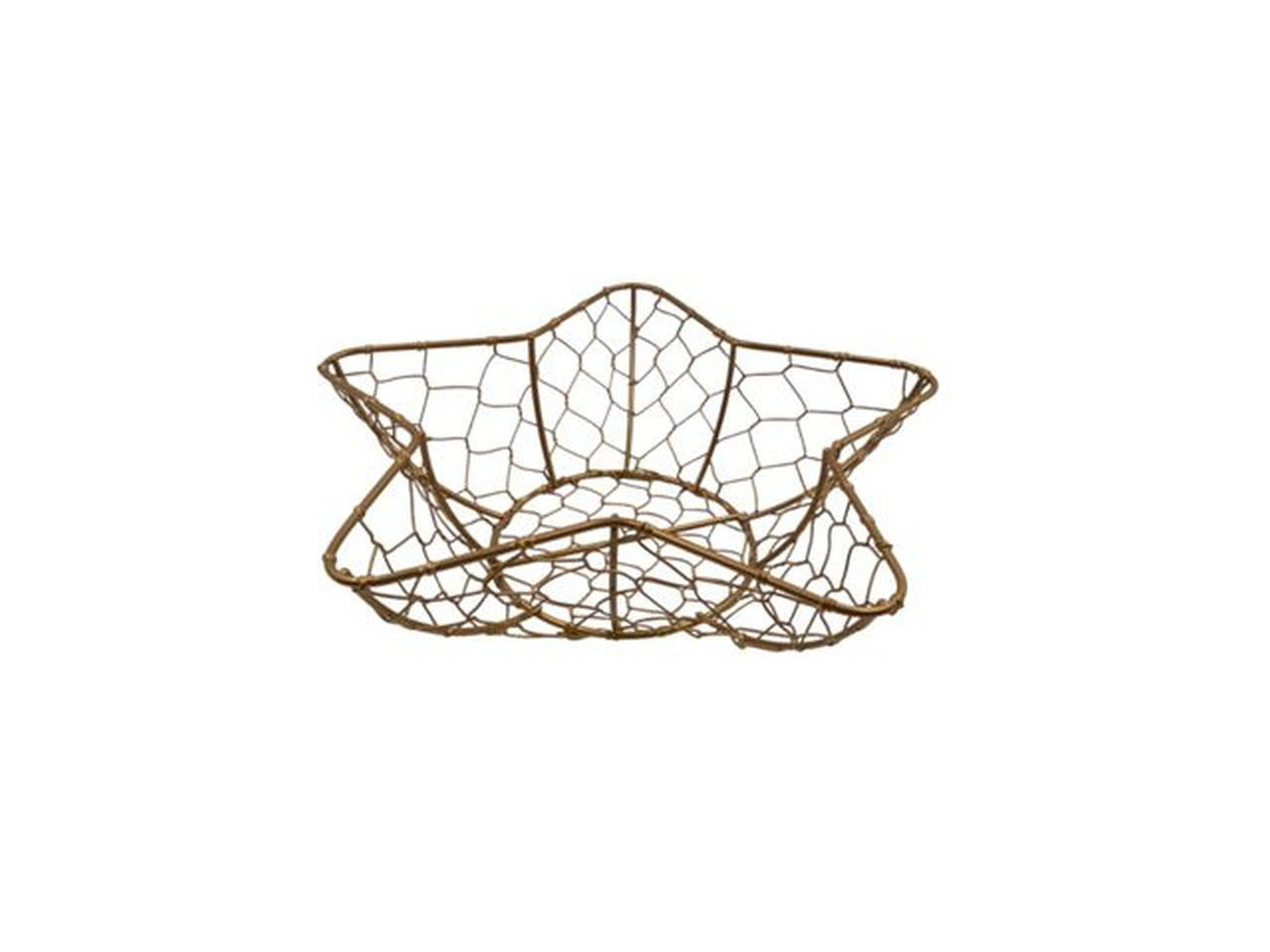 Cestino natalizio a stella in metallo rete dorata 28 cm - Sud Import