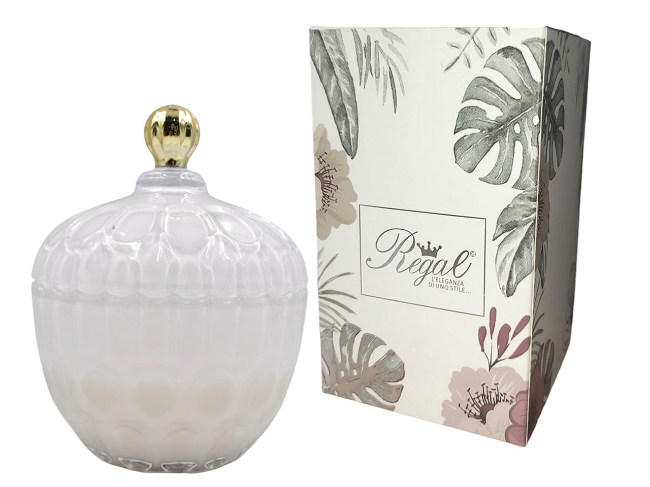 Candela vetro bianco 17cm