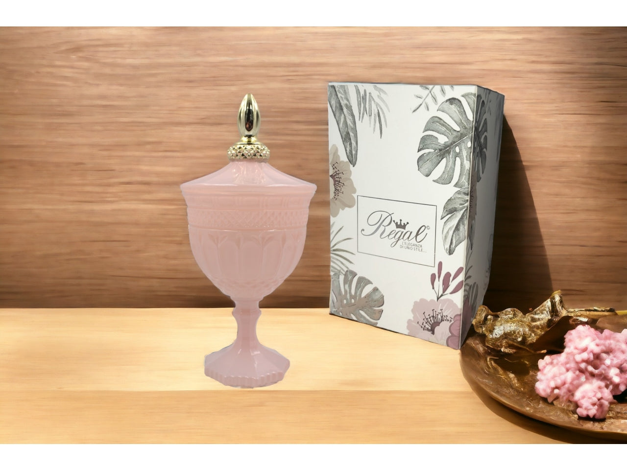 Candela vetro rosa 12x24cm