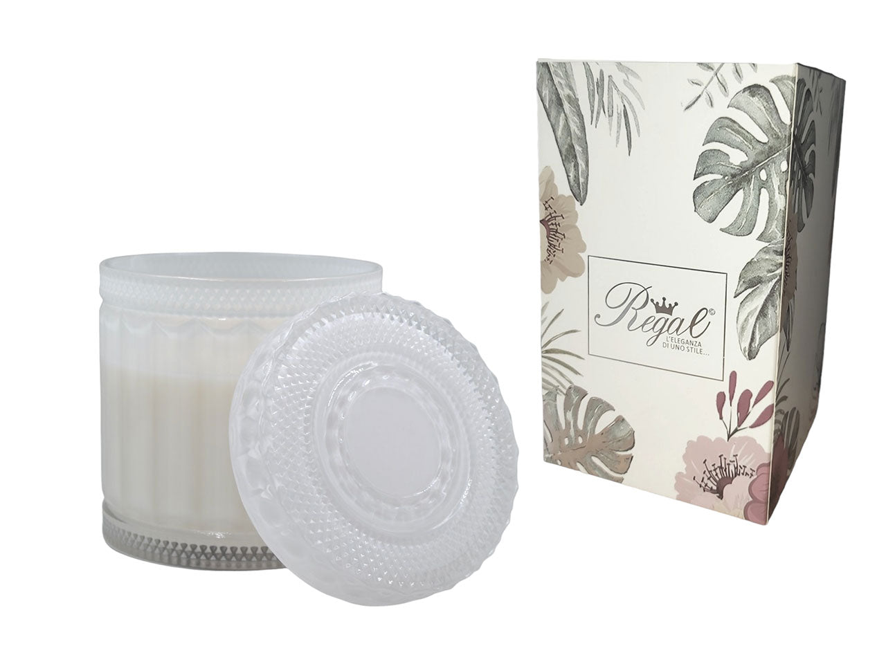 Candela vetro grande bianco 14x17cm