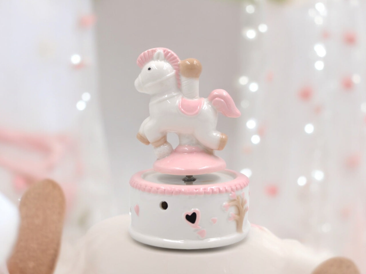 Carillon cavallino ceramica rosa 9x13cm