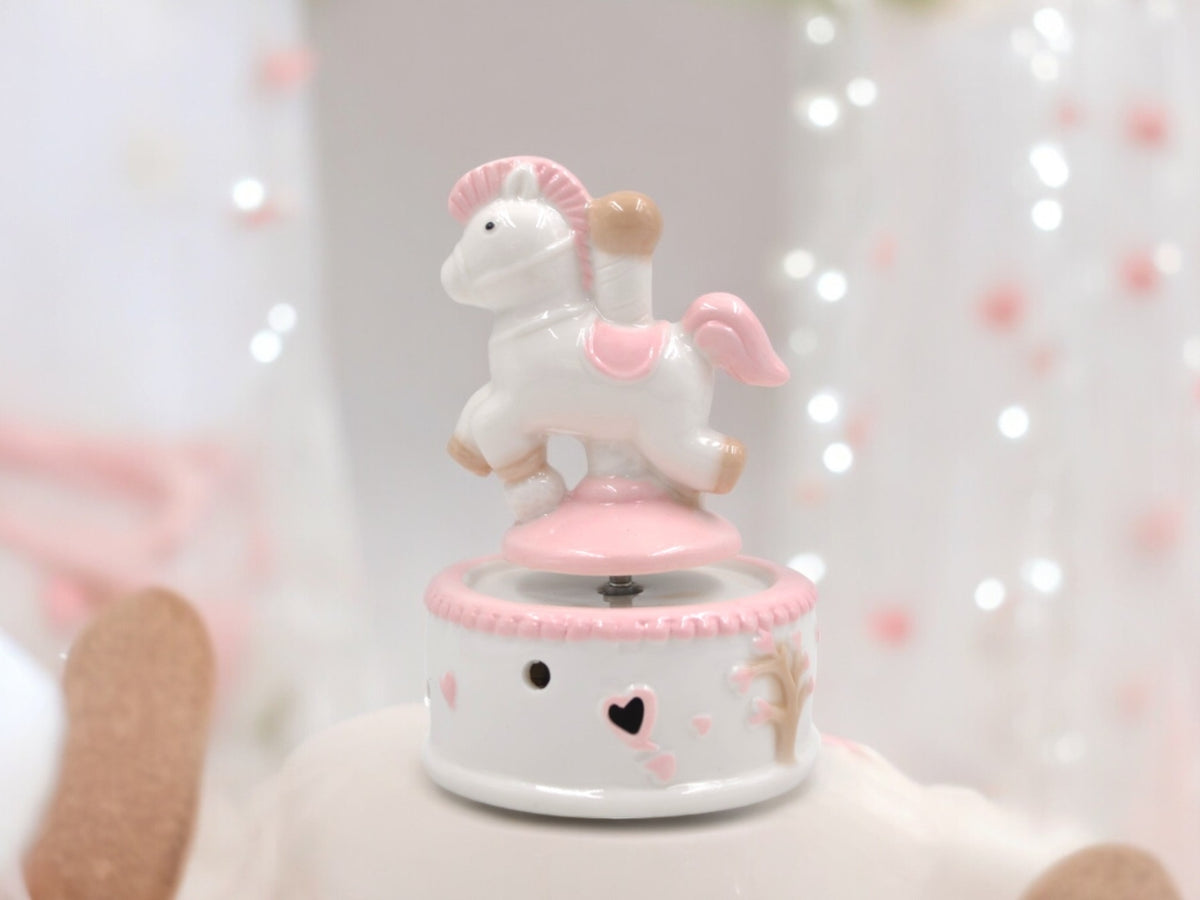 Carillon cavallino ceramica rosa 9x13cm